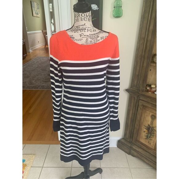 Banana Republic Stripped Navy Blue Dress - Picture 9 of 9